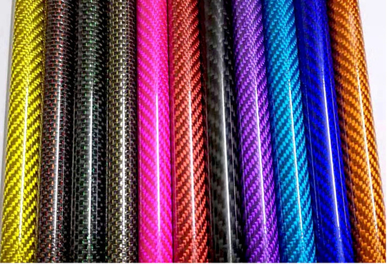 Vraies plaine de tube de pièces de fibre de carbone de 100%/armure de sergé faites sur commande avec différentes couleurs